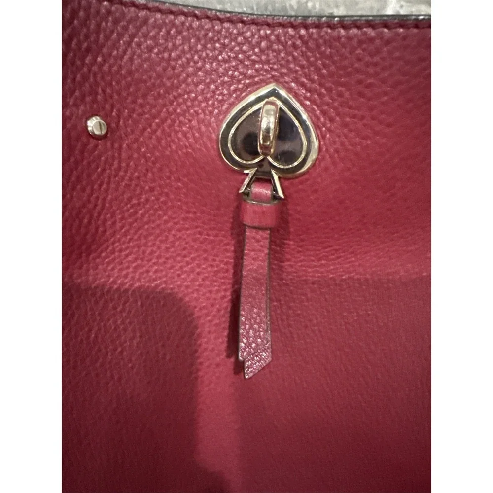 Kate Spade Marti Shoulder Bucket Drawstring Bag Deep‎ Berry Pebbled Leather